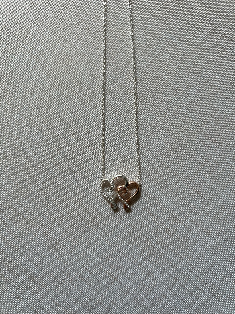 Silver & Rose Gold Heart Pendant Necklace - Picture 2 of 3
